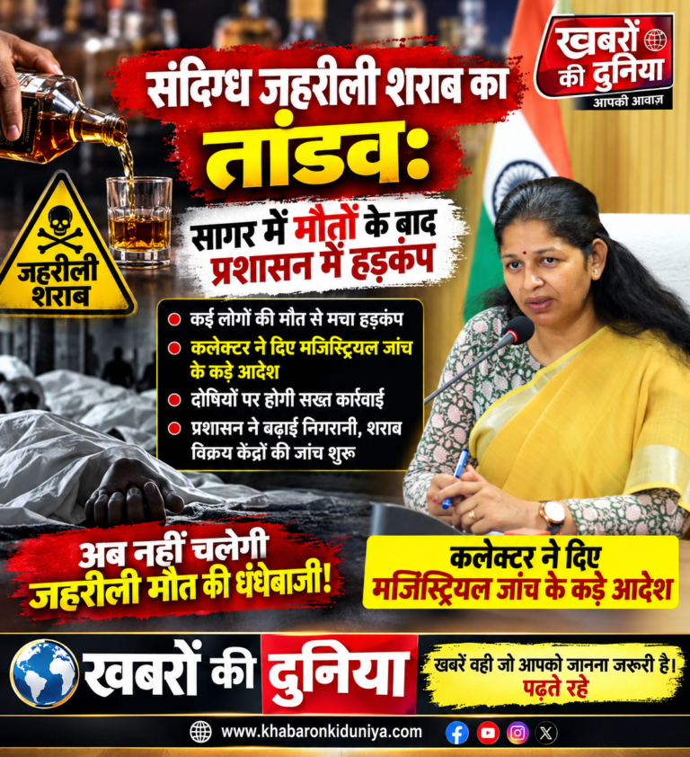 सागर में संदिग्ध अमानक शराब से मौतों का मामला: प्रशासन सख्त, एसडीएम जैसीनगर को सौंपी गई मजिस्ट्रियल जांच