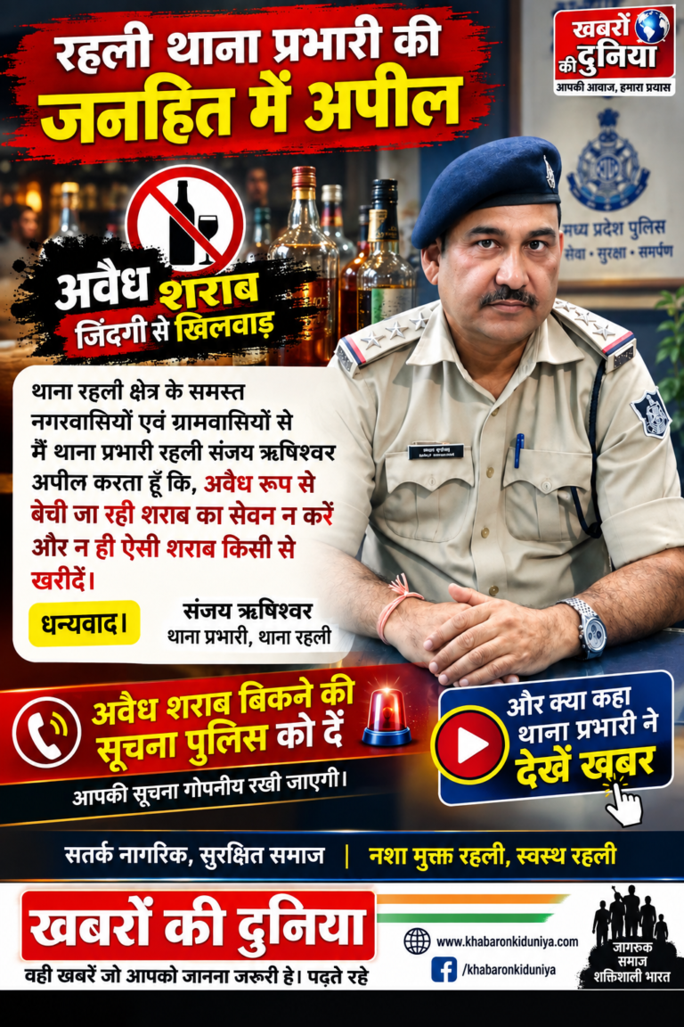 अवैध शराब पर रहली पुलिस का प्रहार: थाना प्रभारी की जनता से भावुक अपील — “एक सूचना बचा सकती है किसी की जान”